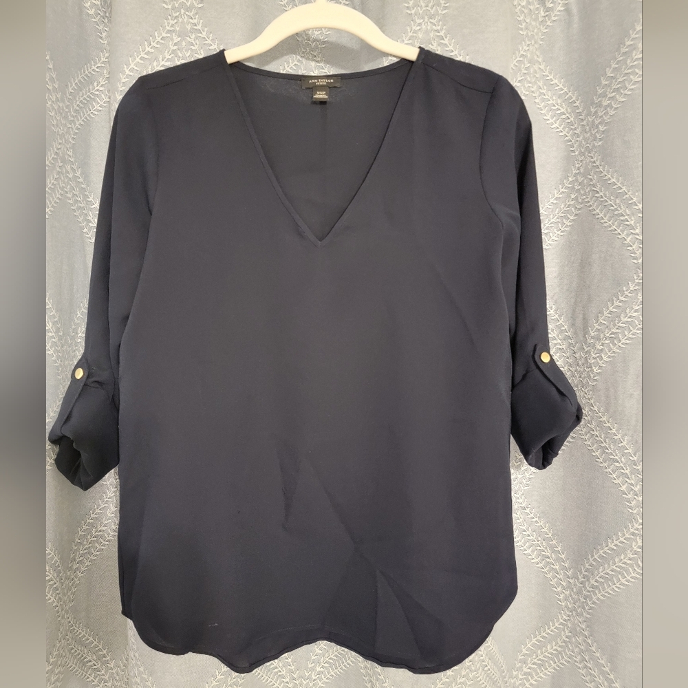 Ann Taylor XSP blue blouse top